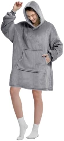 Oversized Blanket Hoodie for Men & Women,Thick Flannel Blanket with Sleeves and Giant Pocket Super Soft Warm Cozy Wearable Sweatshirt Hoodie for Adults