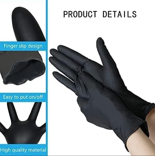 K-MART 100pack Professional Nitrile Powder Free Multi-Purpose Gloves, Disposable, Extra Strong - Black