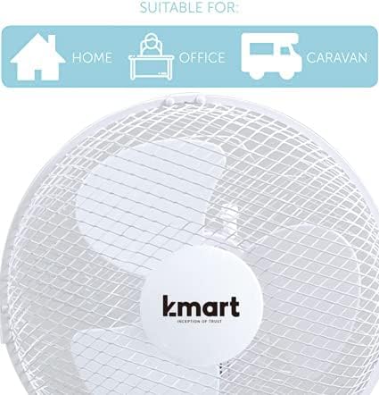 K-MART Quality Portable Desk Fan, 2 Speed, Quiet Operation, Oscillating, Desktop/Bedside Fan, Ideal for Home and Office, White (9 Inch)