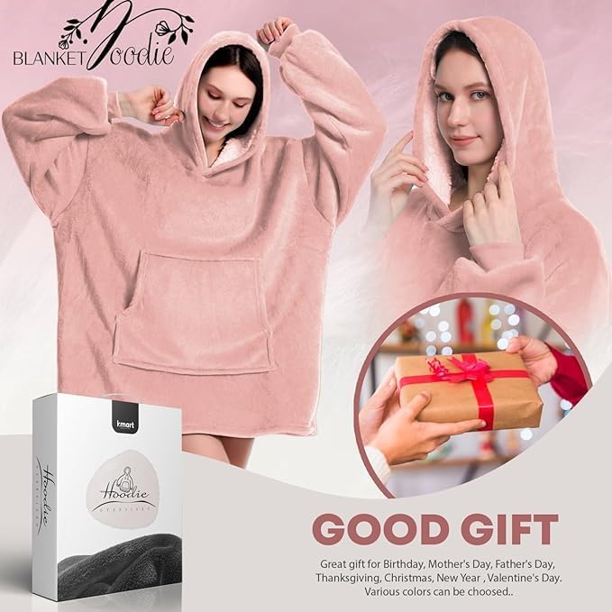 Oversized Blanket Hoodie for Men & Women,Thick Flannel Blanket with Sleeves and Giant Pocket Super Soft Warm Cozy Wearable Sweatshirt Hoodie for Adults