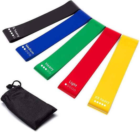 K-MART Resistance Bands Set of 5 - Exercise Band with 5 Different Resistance Levels, Ideal Resistance Band for Home Gym Workouts, Yoga, and Pilates, Includes Storage Bag