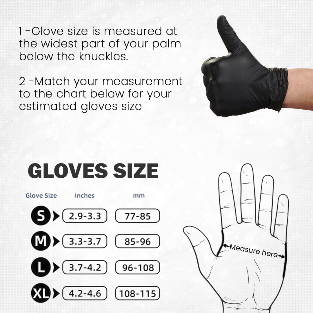 Black Nitrile Disposable Gloves, 100 Count, Latex-Free, Powder-Free Rubber Gloves, Strong and Puncture-Resistant Gloves For Men and Women