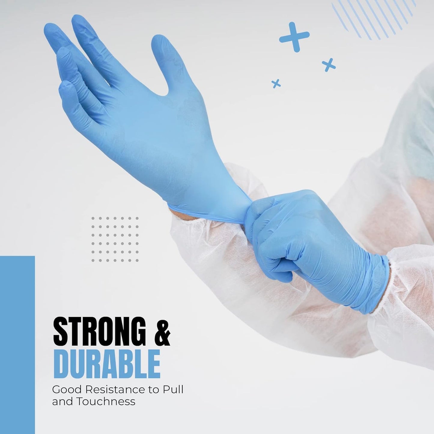 K-MART Professional Nitrile Powder Free Multi-Purpose Gloves, Disposable, Extra Strong - Box of 100 - Blue