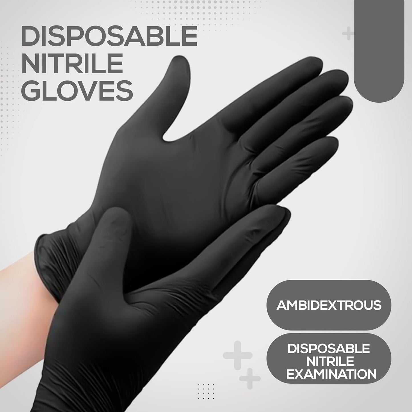 Black Nitrile Disposable Gloves - Latex-Free, Powder-Free, Pack of 100, Strong and Puncture-Resistant, Medical, Food Handling, Tatoo Barber Shop Gloves