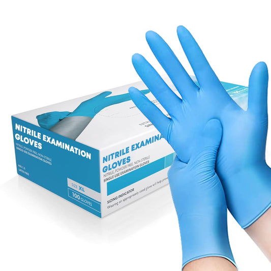 K-MART Professional Nitrile Powder Free Multi-Purpose Gloves, Disposable, Extra Strong - Box of 100 - Blue