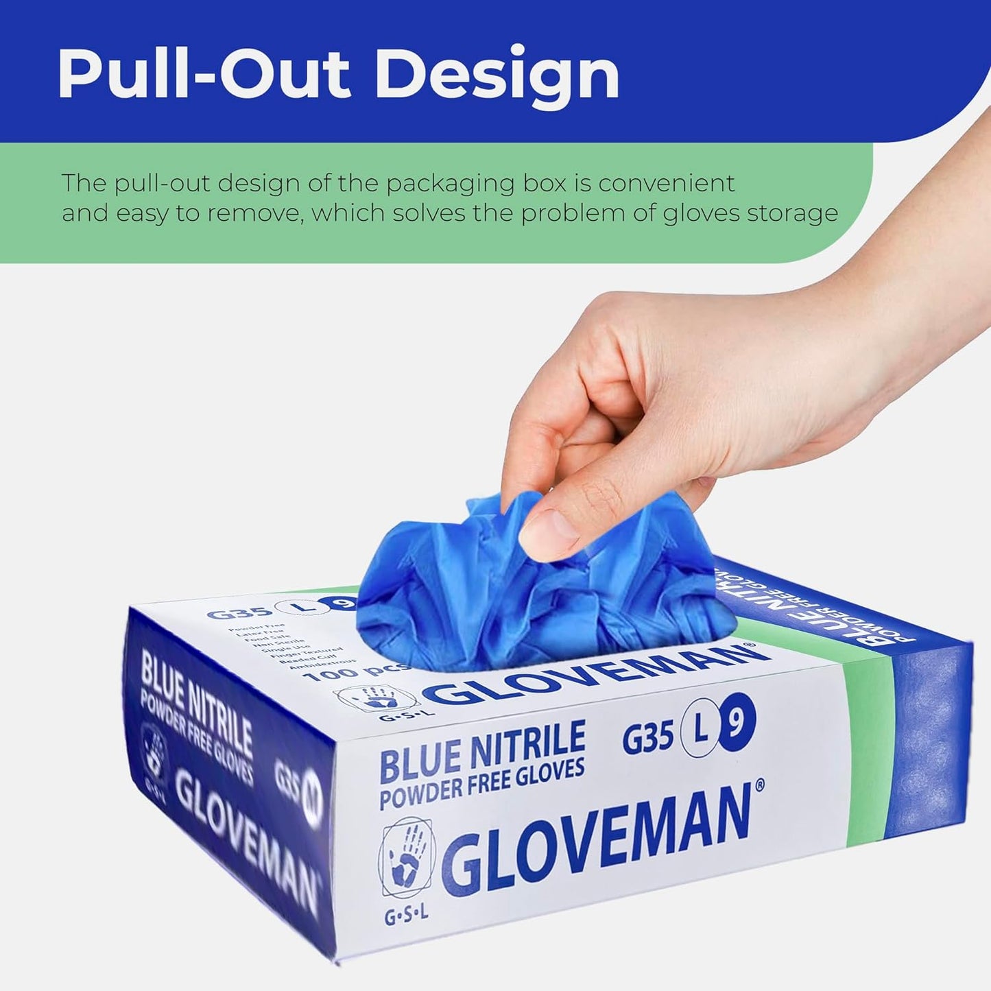 K-MART Gloveman Blue Nitrile Disposable Gloves (Box of 100)