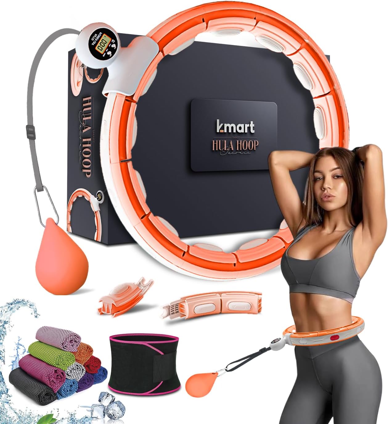 Smart Weighted Hula Hoop For Adults, Detachable Fitness Ring With 360 Degree Auto-Spinning Ball Massage, Smart Ring Hula Hoops For Adults, Fitness Equipment For Weight Loss