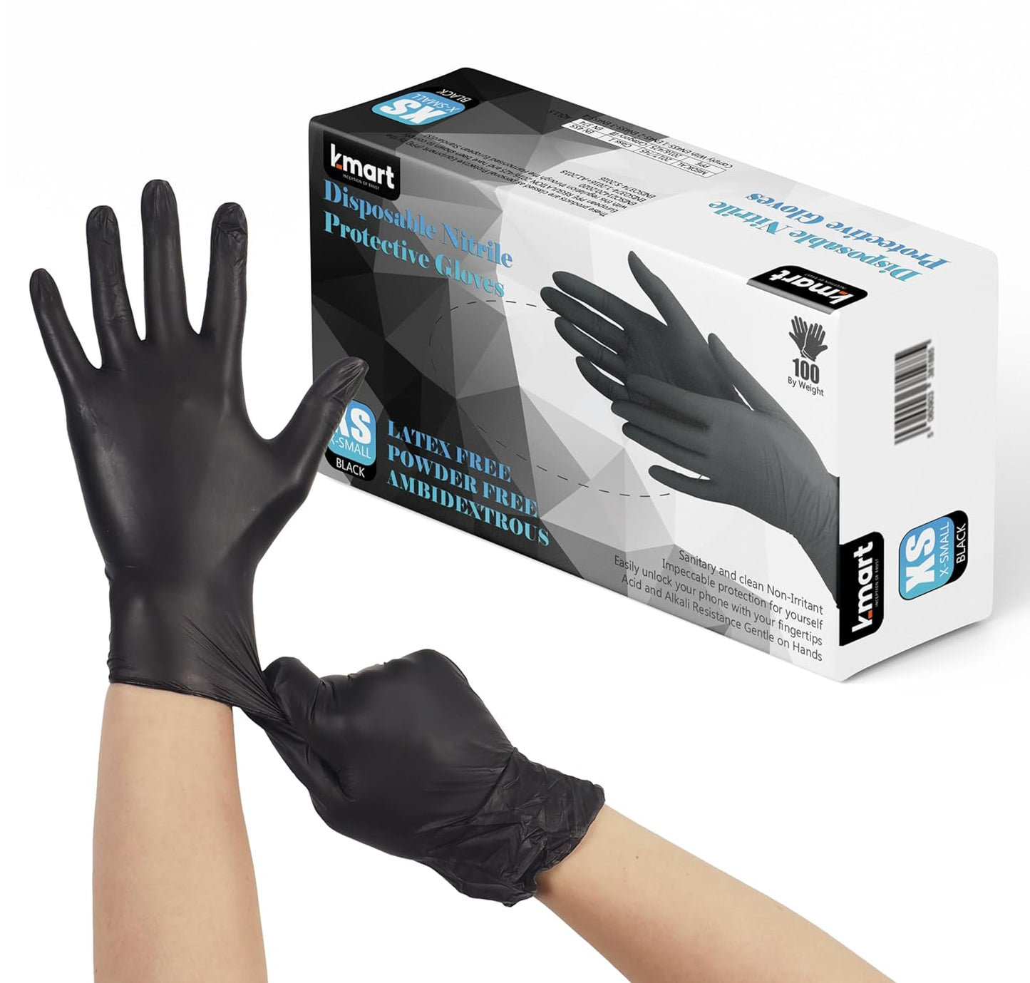 K-MART Nitrile Multi-Purpose Gloves, Powder Free, Disposable, Extra Strong - Box of 100