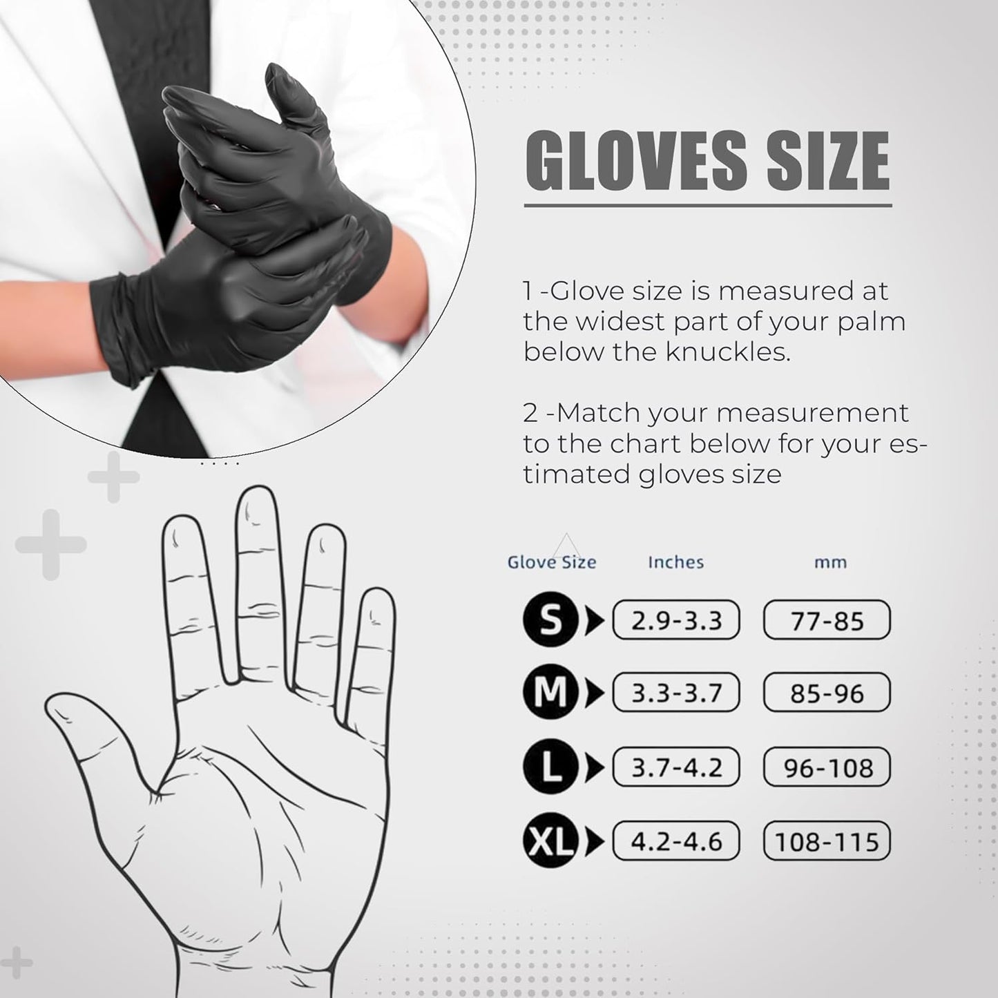 Black Nitrile Disposable Gloves - Latex-Free, Powder-Free, Pack of 100, Strong and Puncture-Resistant, Medical, Food Handling, Tatoo Barber Shop Gloves