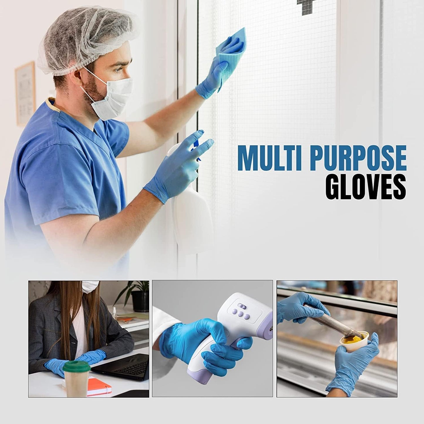 Surgicals Powder Free Nitrile Gloves, Food Grade, Hand Disposable Gloves - Blue