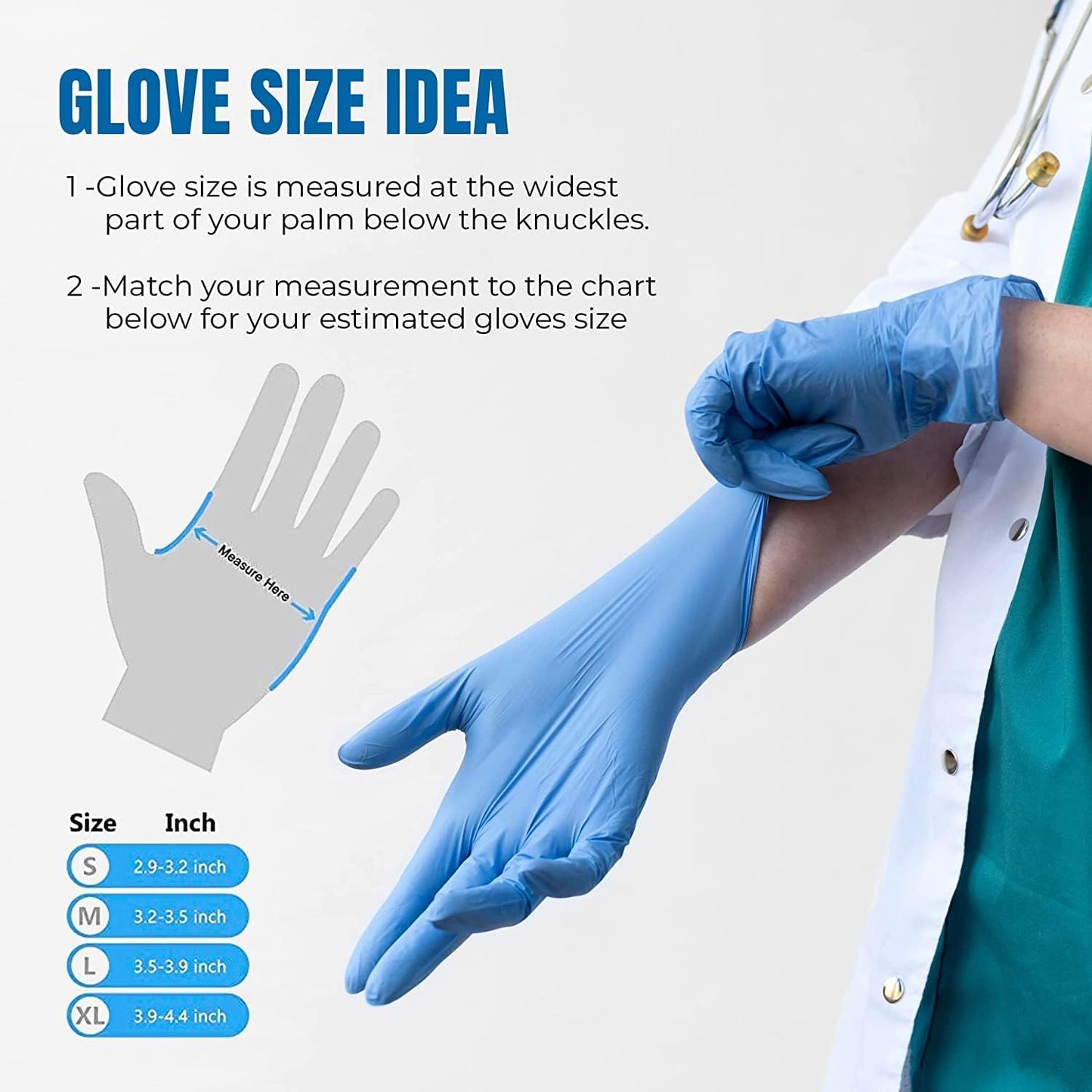 Surgicals Powder Free Nitrile Gloves, Food Grade, Hand Disposable Gloves - Blue