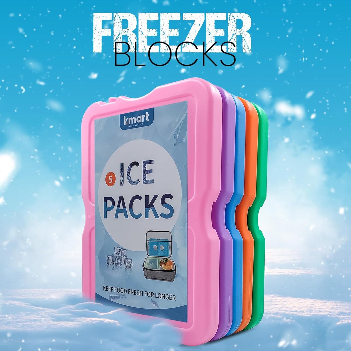 K-MART Ice Packs for cool box - Slim, Reusable & BPA-Free Freezer Blocks | Long-Lasting, Quick Freeze | Perfect for Picnic, Camping, Beach & Outdoor Sports