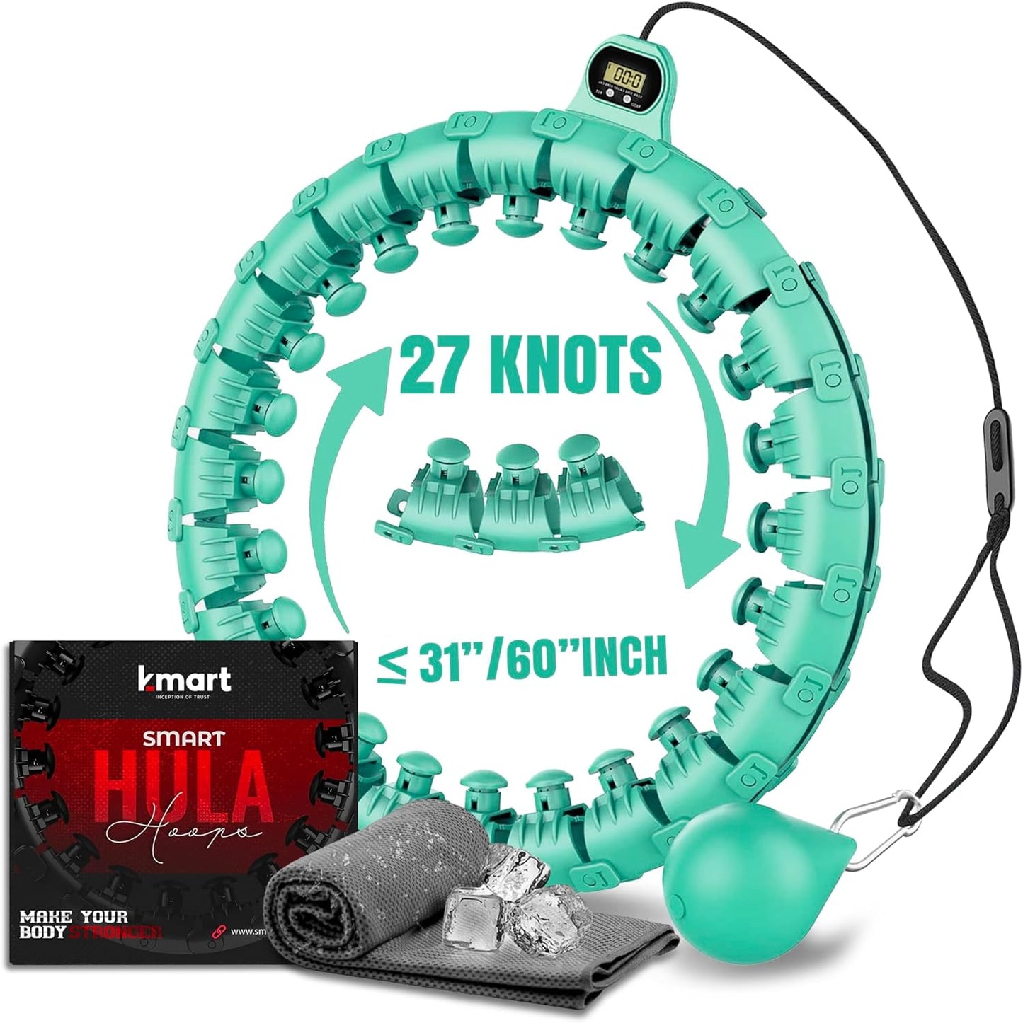 Smart Weighted Hula Hoop, Adjustable Fitness Exercise Weighted Hula Hoop - 27 Detachable Knots/Link