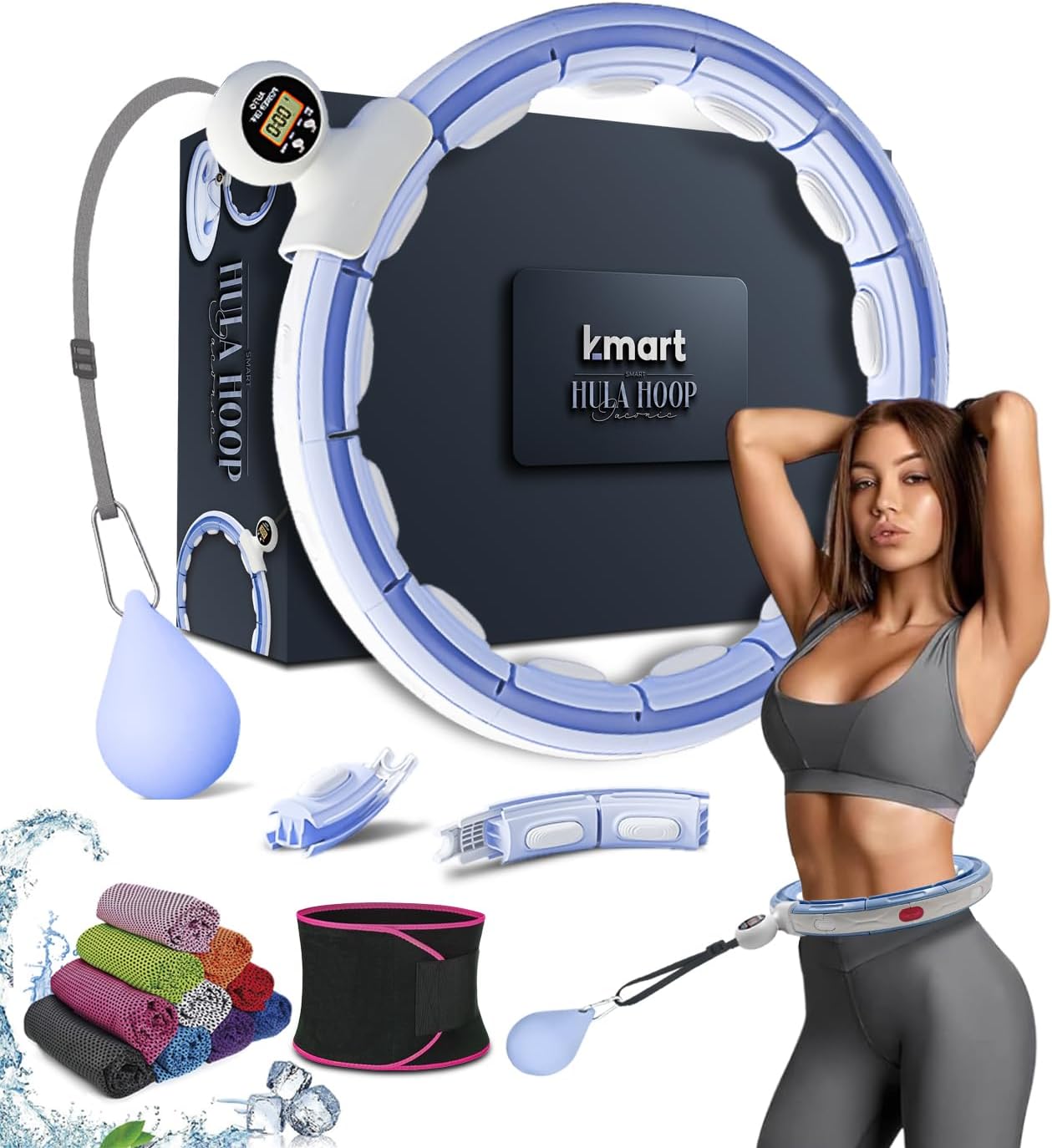 Smart Weighted Hula Hoop For Adults, Detachable Fitness Ring With 360 Degree Auto-Spinning Ball Massage, Smart Ring Hula Hoops For Adults, Fitness Equipment For Weight Loss