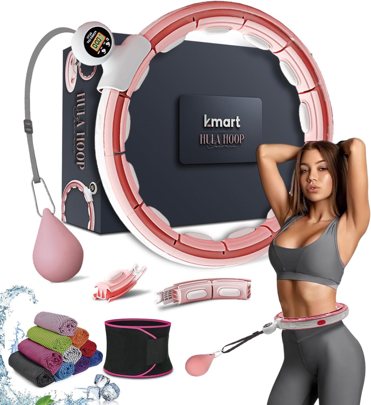 Smart Weighted Hula Hoop For Adults, Detachable Fitness Ring With 360 Degree Auto-Spinning Ball Massage, Smart Ring Hula Hoops For Adults, Fitness Equipment For Weight Loss