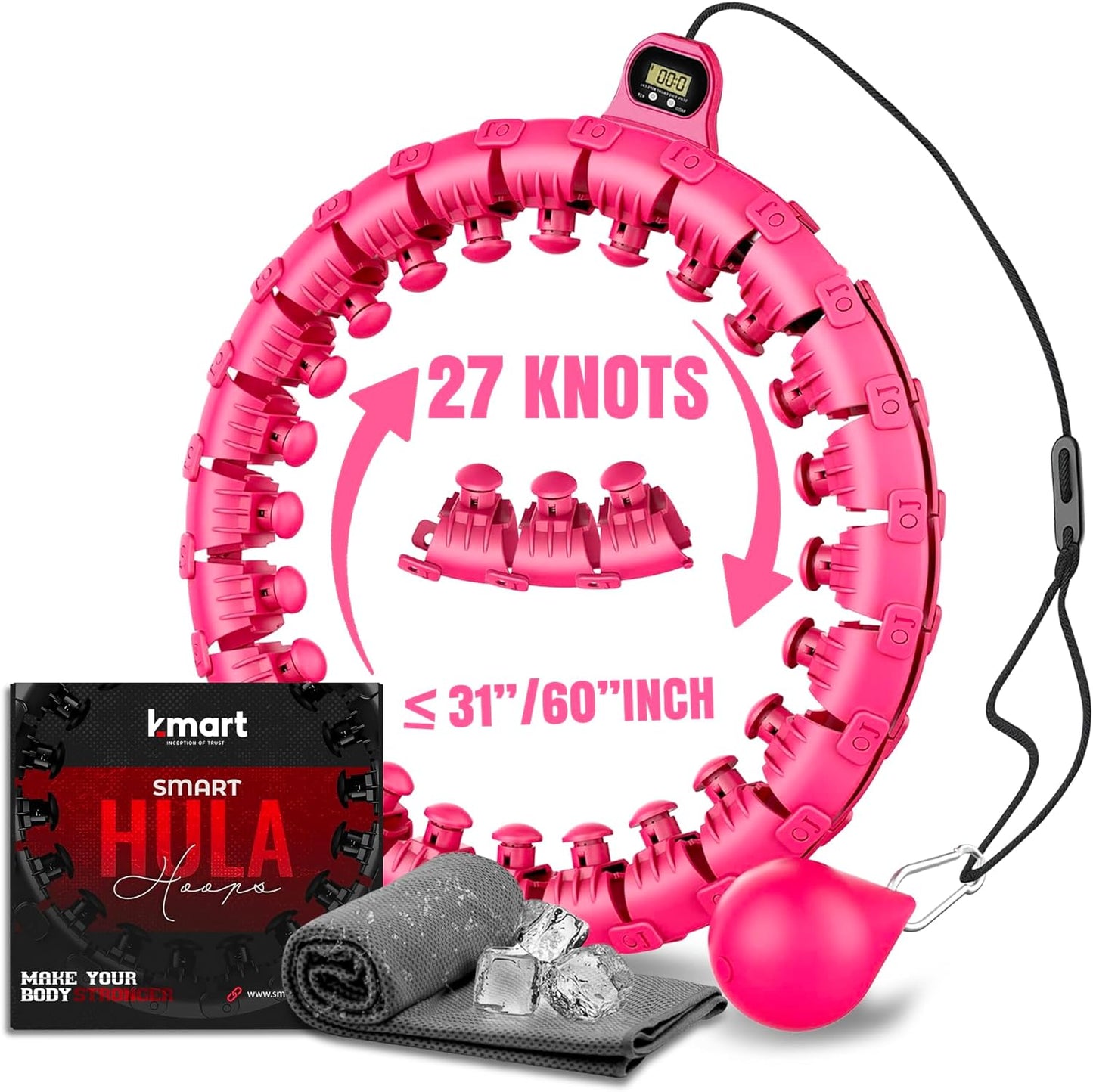 Smart Weighted Hula Hoop, Adjustable Fitness Exercise Weighted Hula Hoop - 27 Detachable Knots/Link