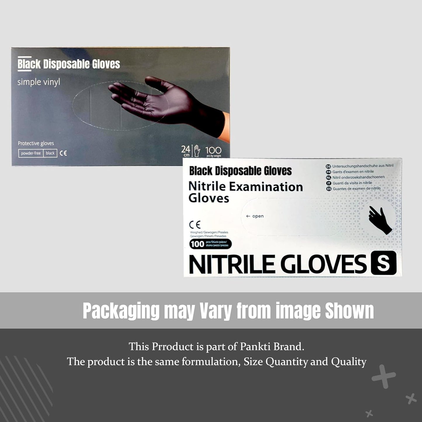 Black Nitrile Disposable Gloves - Latex-Free, Powder-Free, Pack of 100, Strong and Puncture-Resistant, Medical, Food Handling, Tatoo Barber Shop Gloves