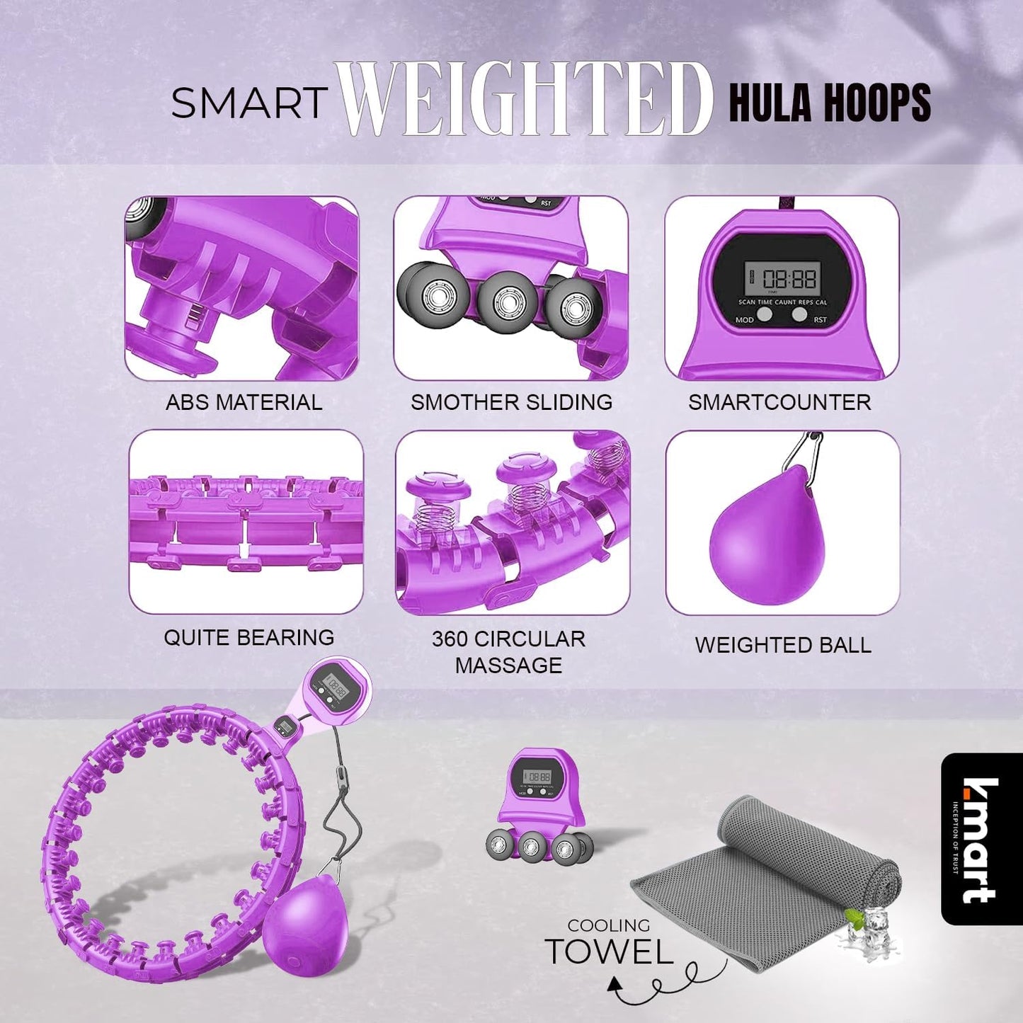 K-mart Purple Smart Hula Hoop with Weighted Ball with Counter