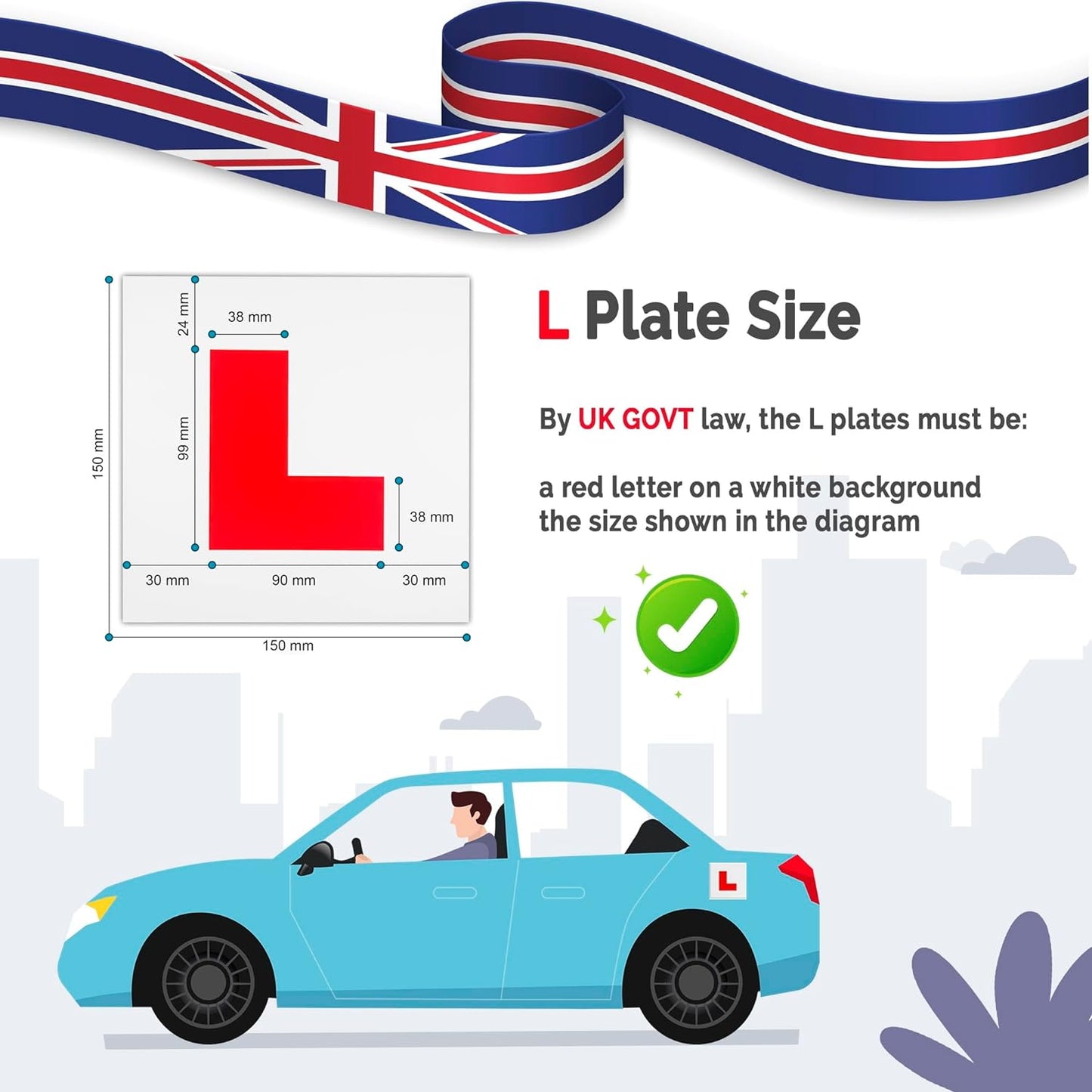 K-MART Extra Stong 2 Pack L Plates Magnetic For Car, Extra Thick Learner Plates Magnetic, No Melting No Blow Off Easy To Move Without Scratching Painting Off