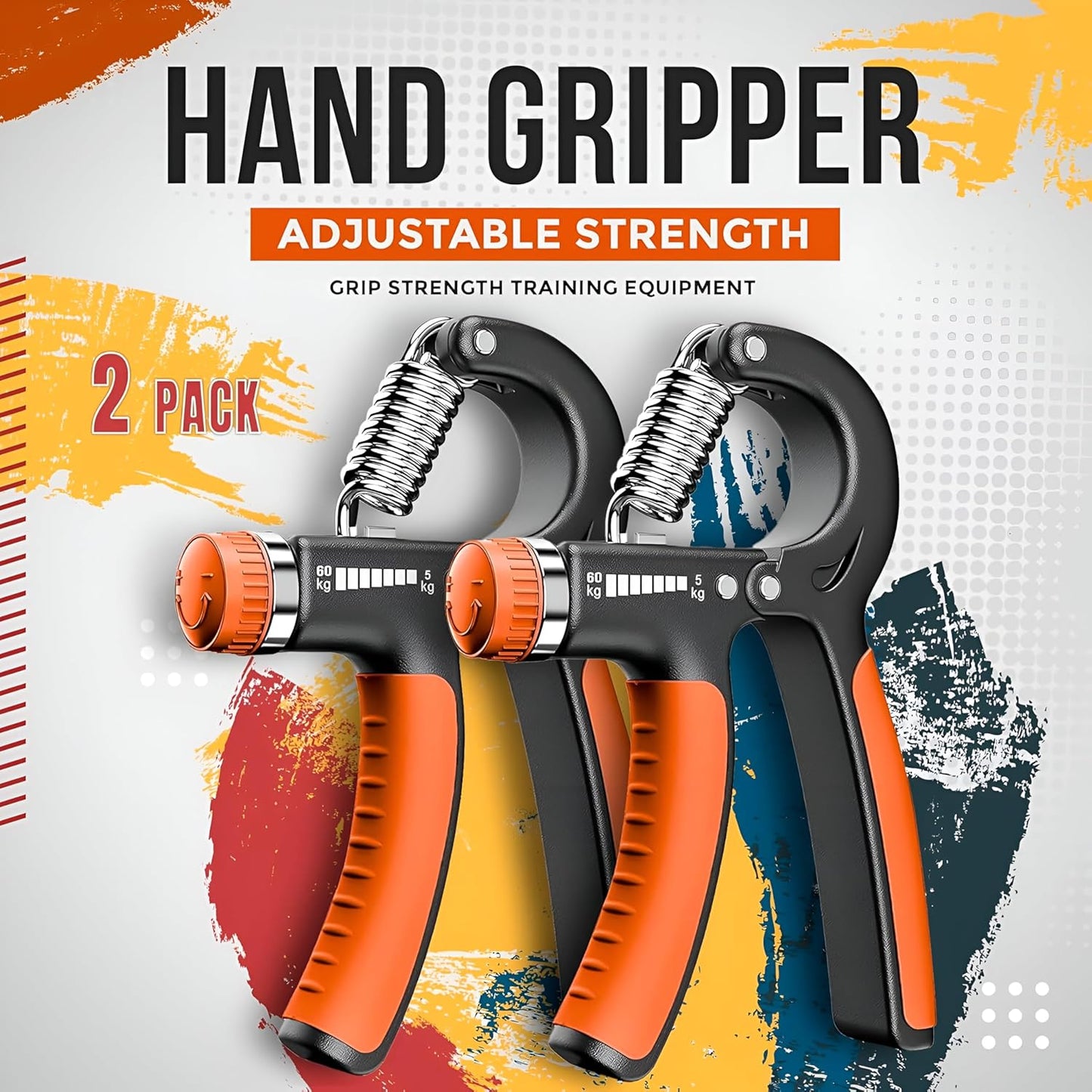 K-MART 2 Pack Hand Grip Strengthener Adjustable 5-60 kg - hand exerciser grip strengthener with Stainless Steel Spring for Muscle Building and Injury Recovery for Athletes